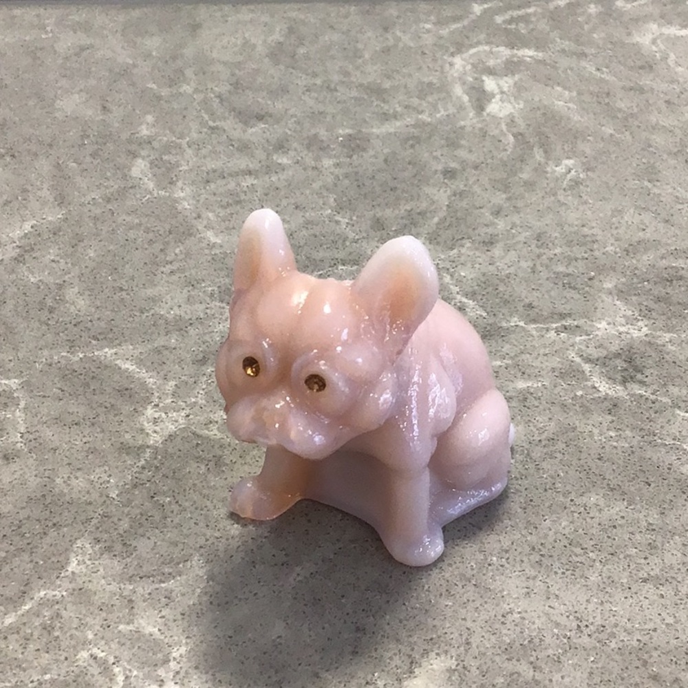 Vtg Westmoreland 2.5” Glass Bulldog Figurine Rhinestone Eyes